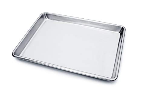 New Star Foodservice 36831 Commercial-Grade 18-Gauge Aluminum Sheet Pan/Bun Pan, 9" L x 13" W x 1" H (Quarter Size)