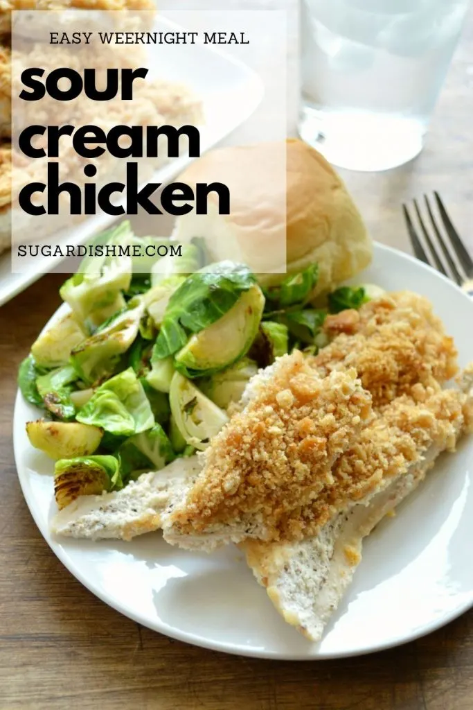 Sour Cream Chicken Image with Text for saving to Pinterest