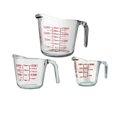 Anchor Hocking 77940COM Anchor 77940 3-Piece Measuring Cup Set, Set of 3, Clear