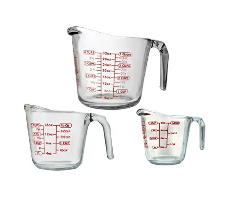 Anchor Hocking 77940COM Anchor 77940 3-Piece Measuring Cup Set, Set of 3, Clear