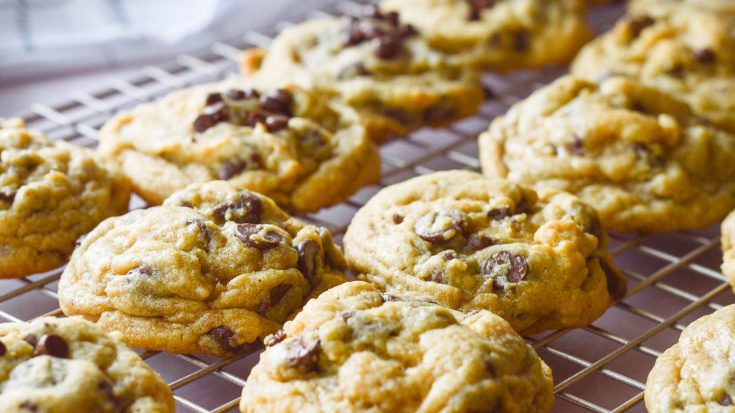 Soft Chocolate Chip Pudding Cookies cooling on a wire rack